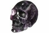 Carved, Banded Purple Fluorite Skull #110116-1